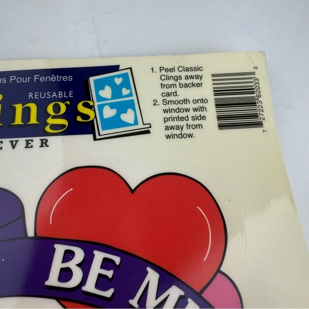 1998 Window Clings Valentine Bears Hearts Classic Clings NEW